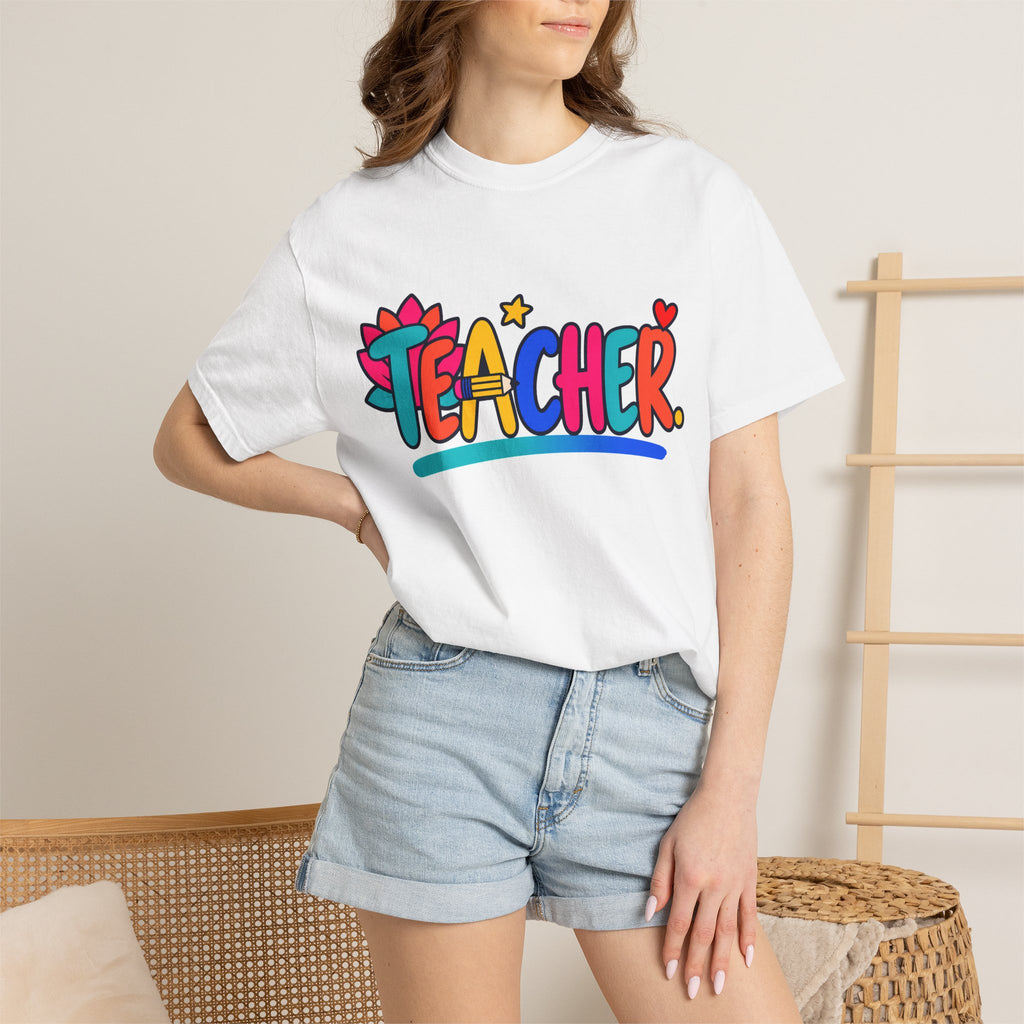 Colorful Teacher Comfort Colors® Heavyweight Tee 🍎✏️