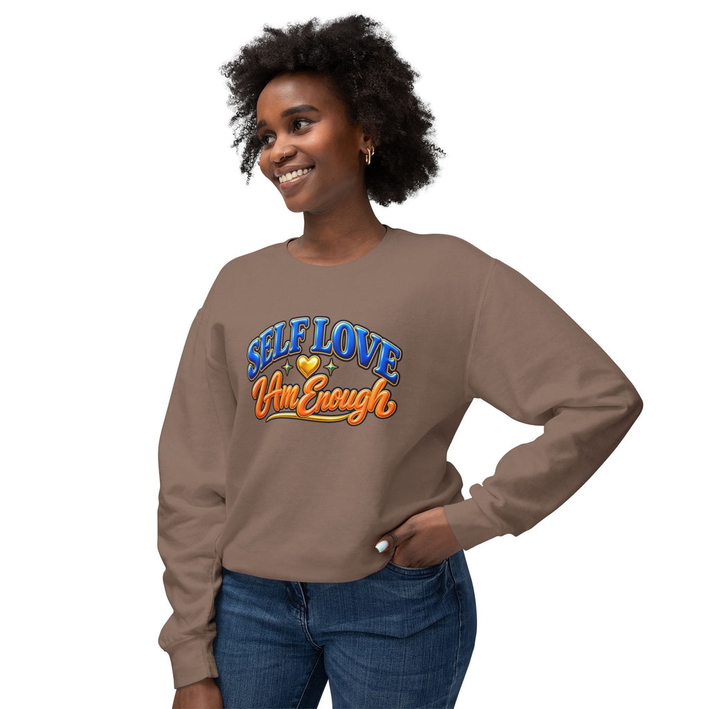 Self Love "I Am Enough" Crewneck Sweatshirt — Retro Positive Message Pullover