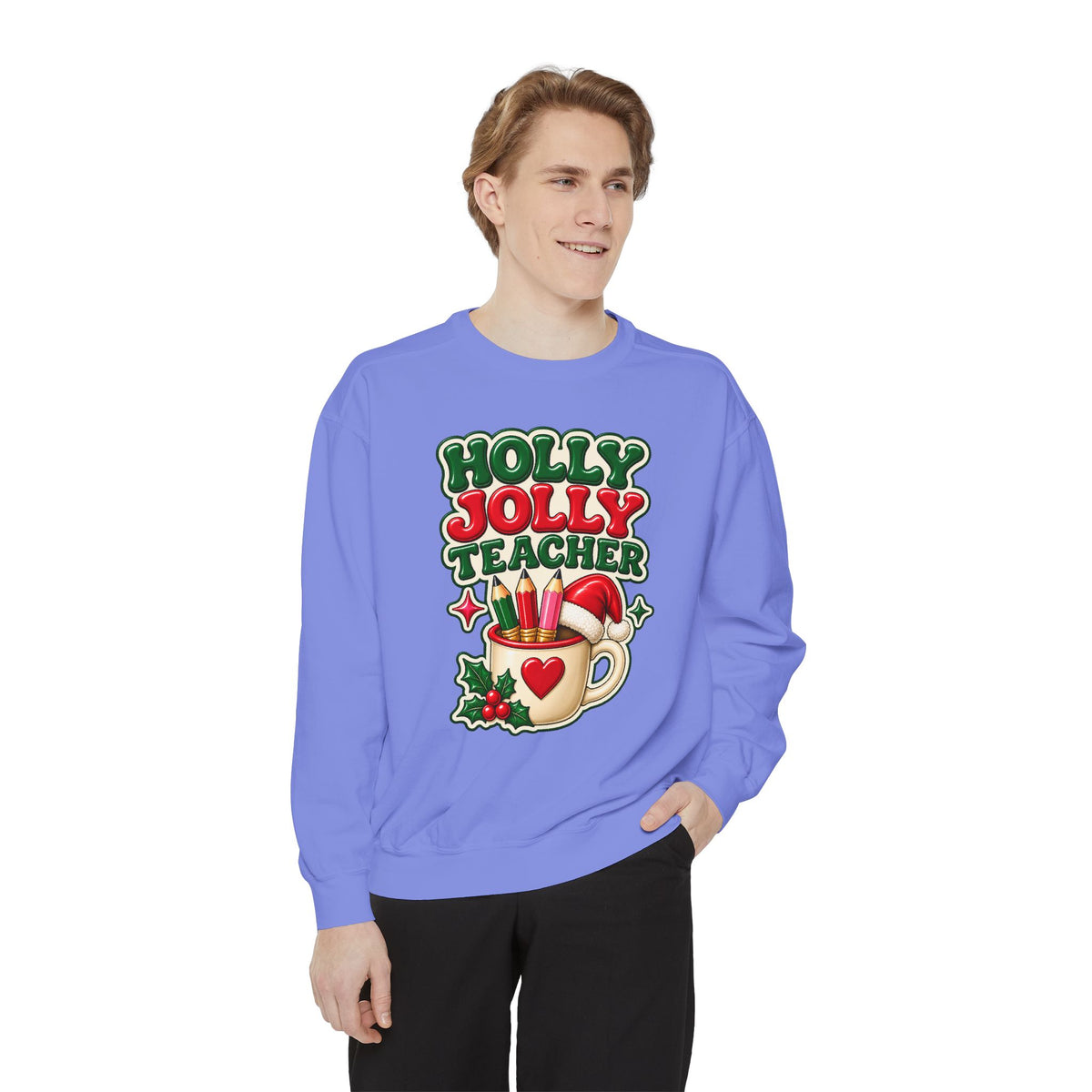 Holly Jolly Teacher Sweatshirt – Christmas Mug Holiday Teacher Gift
