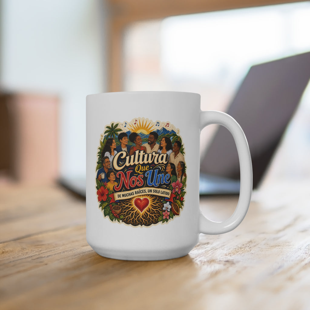 Cultura Que Nos Une Mug - De Muchas Raíces Un Solo Latino Coffee Cup - Hispanic Heritage Gift for Latino Families, Community and Culture Lovers