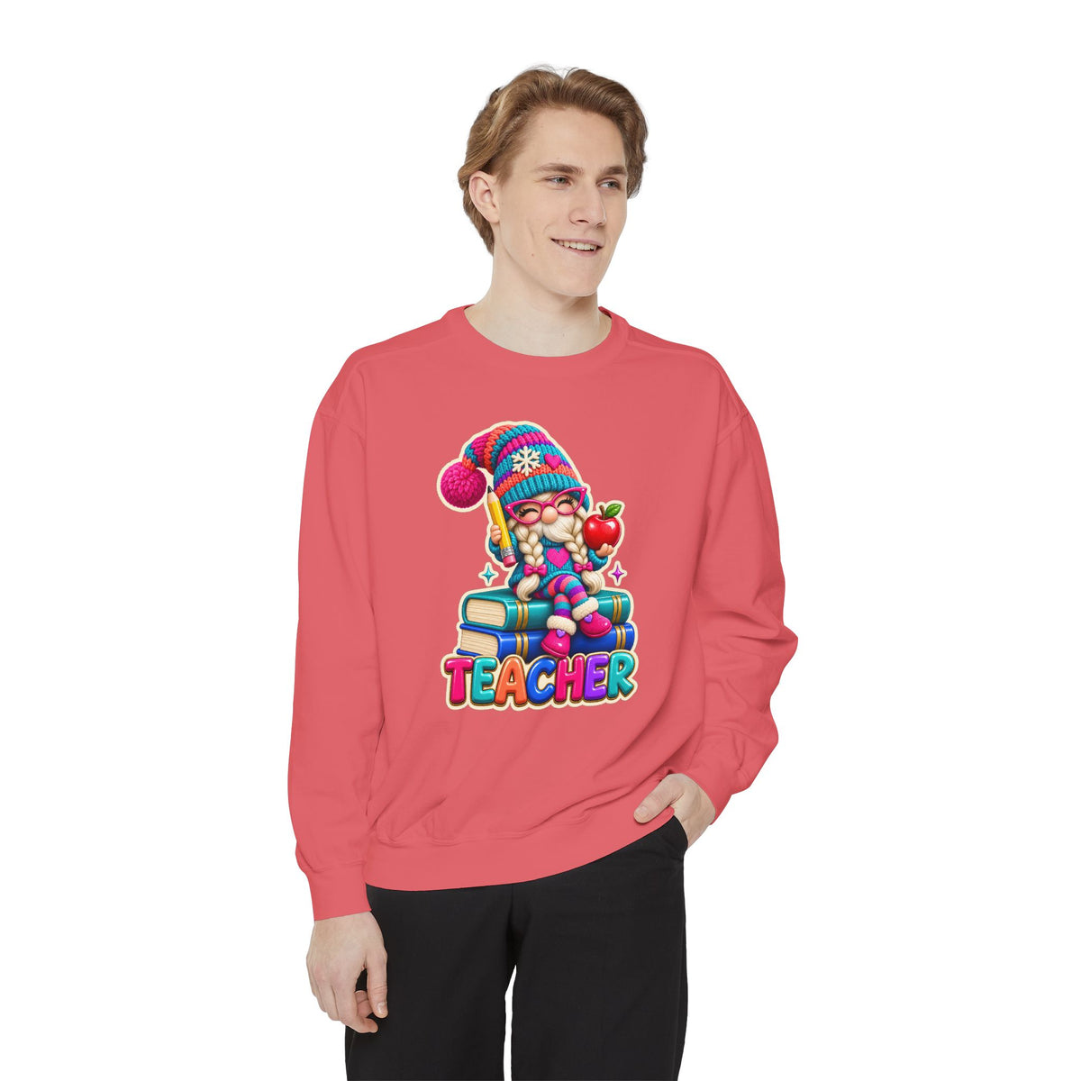 Teacher Gnome Book Lover Holiday Sweatshirt