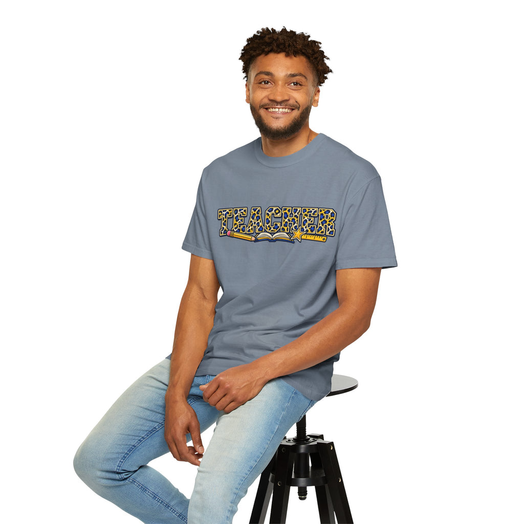 Leopard Print Teacher Comfort Colors® Heavyweight Tee 🍎✏️