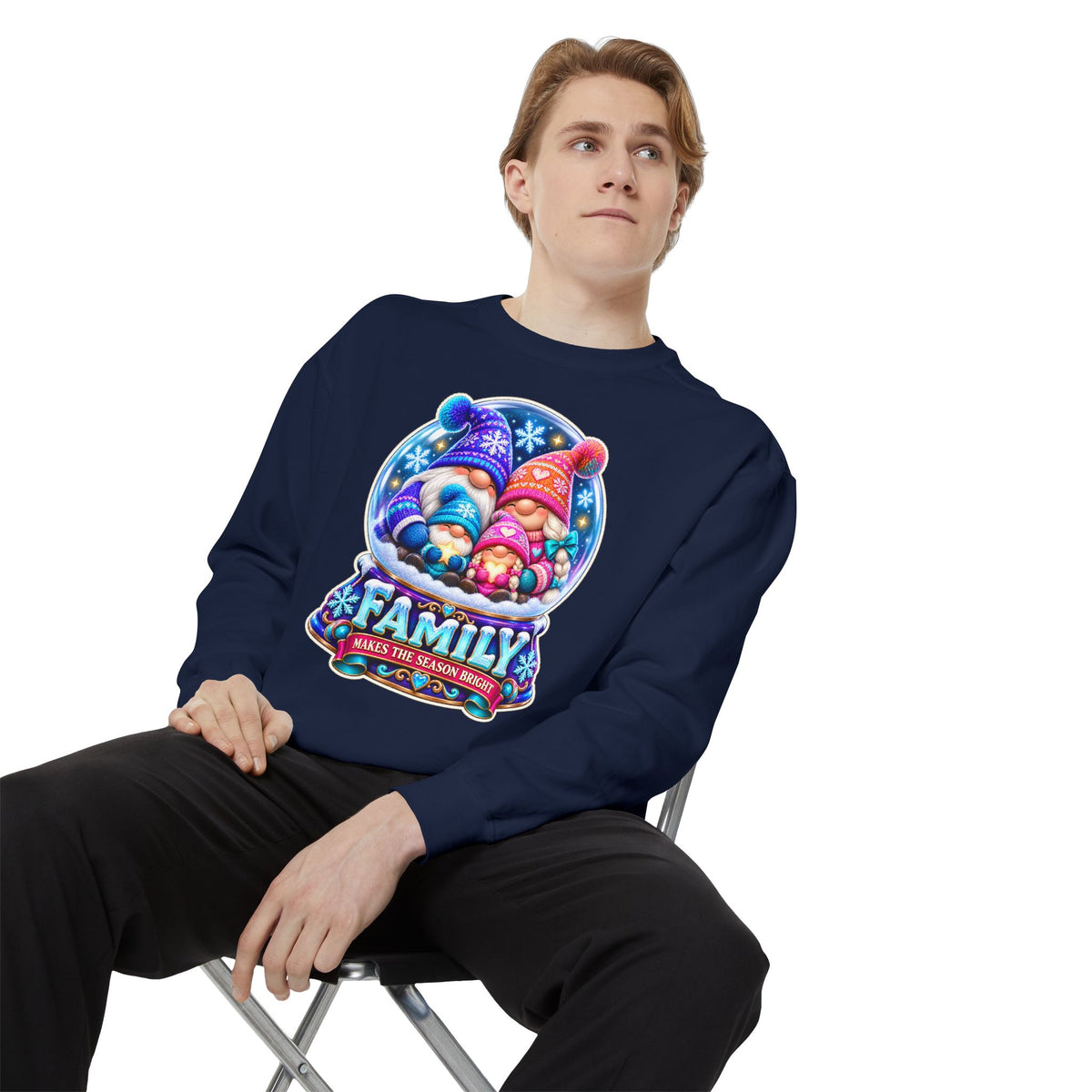 Family Gnome Christmas Sweatshirt "Family Makes the Season Bright"