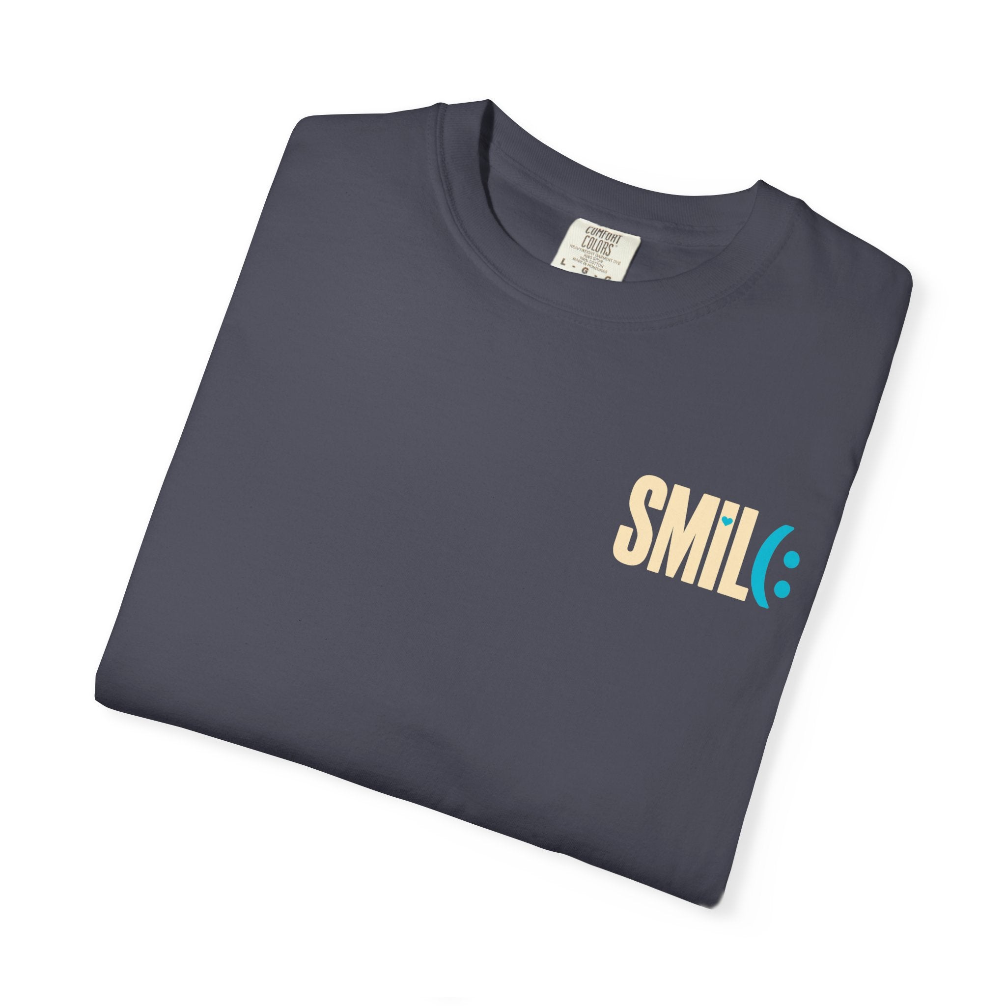 SMIL(: IT’S FREE. Charcoal & Plum Front-and-Back Tee