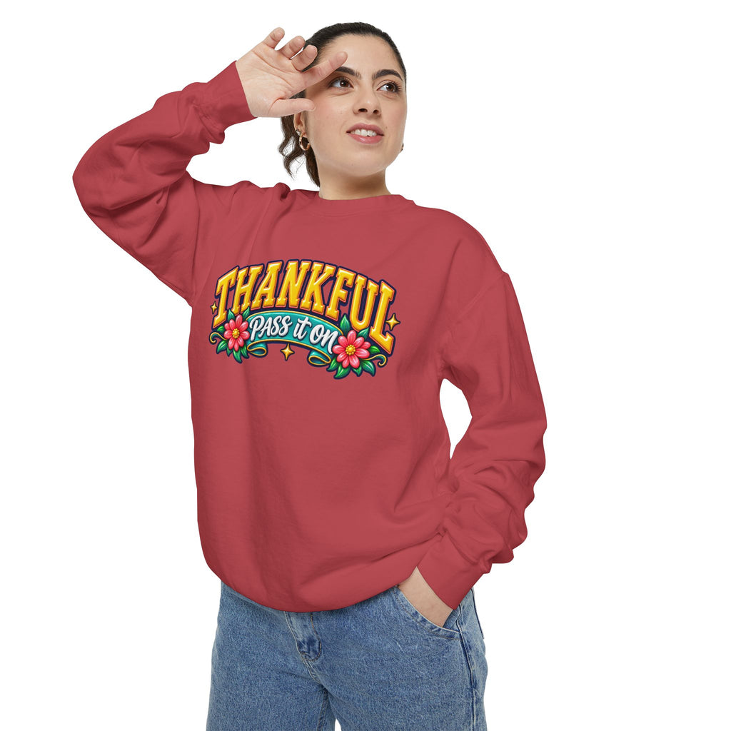 Thankful Pass It On Sweatshirt — Graphic Thankful Floral Crewneck