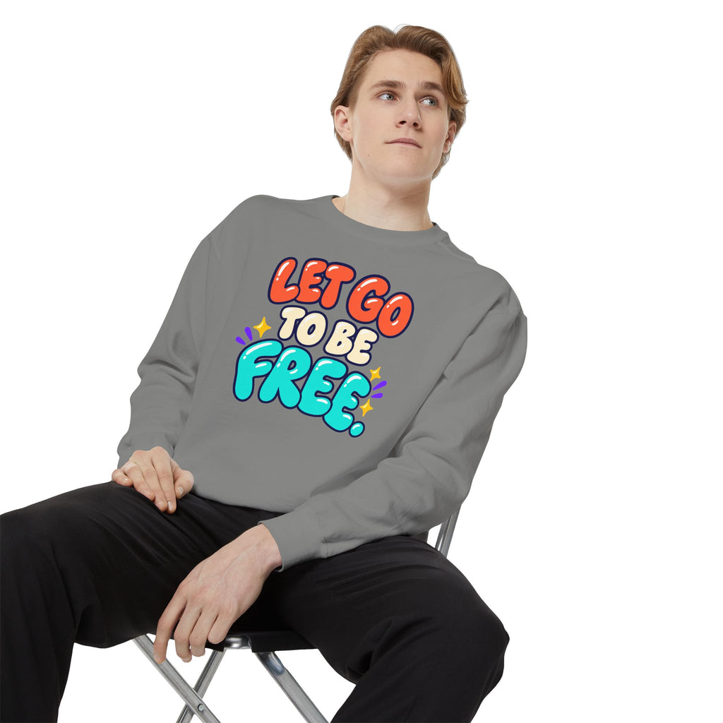 Let Go to Be Free Relaxed-Fit Sweatshirt — Lavender & Gray