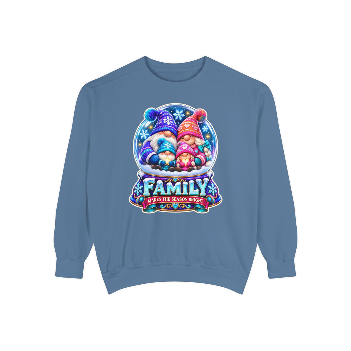 Family Gnome Christmas Sweatshirt "Family Makes the Season Bright"