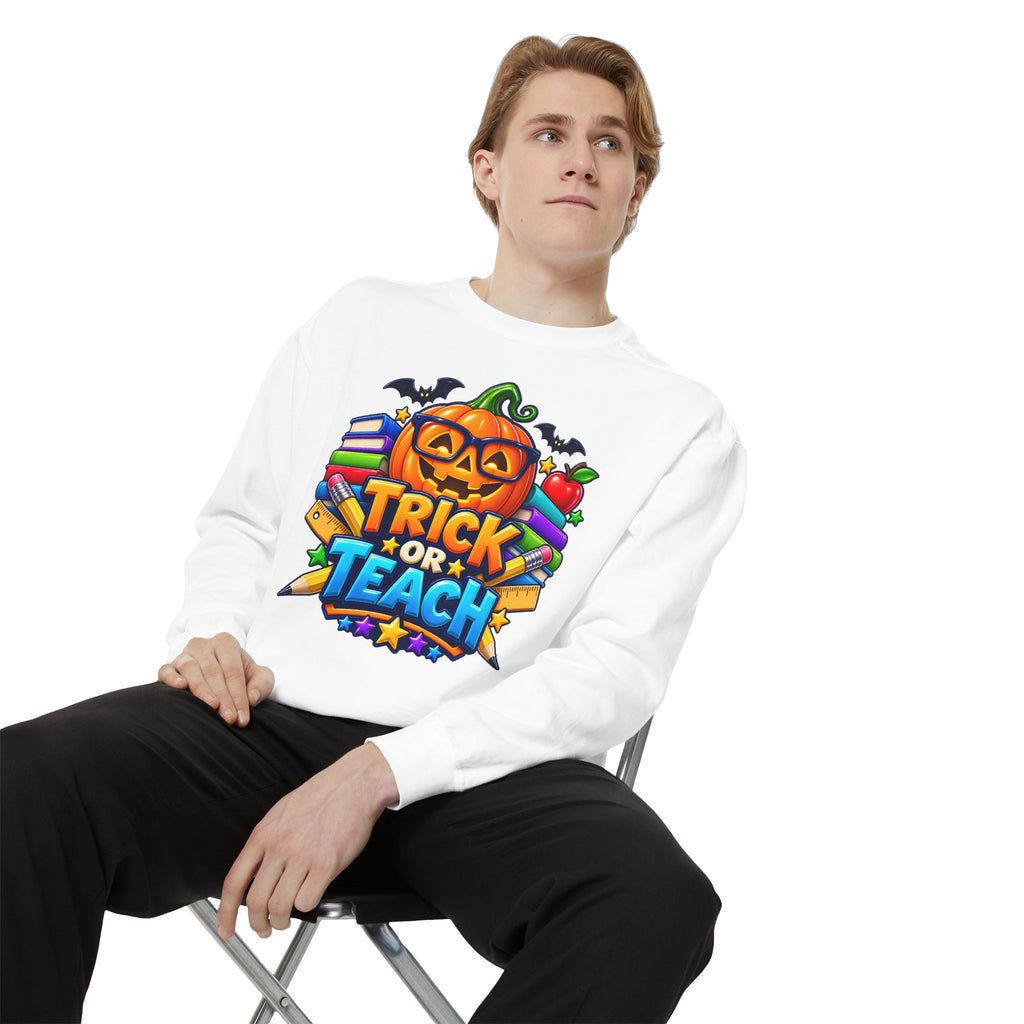 Trick or Teach Halloween Teacher Sweatshirt 🎃📚 | Pumpkin School Crewneck