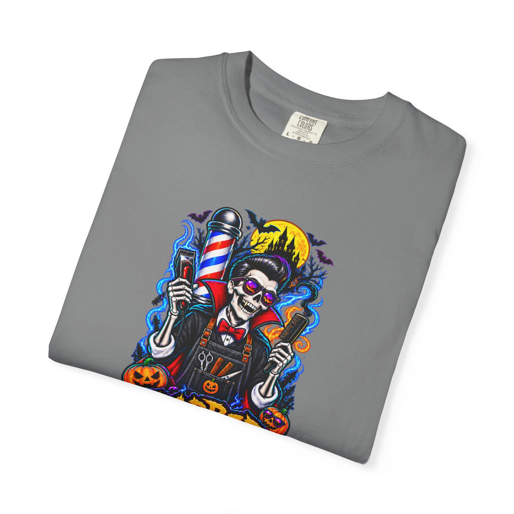 Barber of the Night Halloween Tee – Adult Unisex Barbershop Shirt