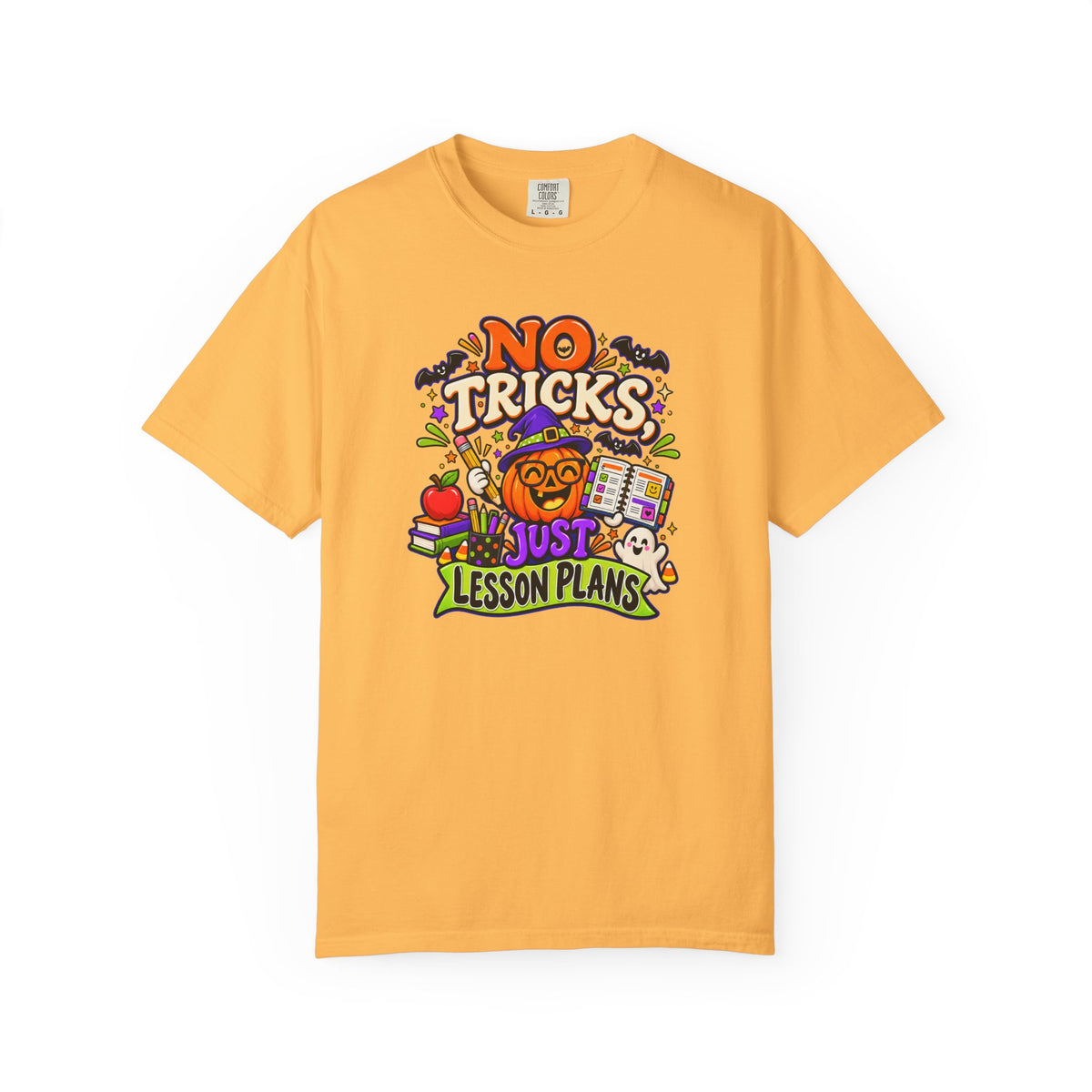 Halloween Teacher T-Shirt - "No Tricks, Just Lesson Plans"