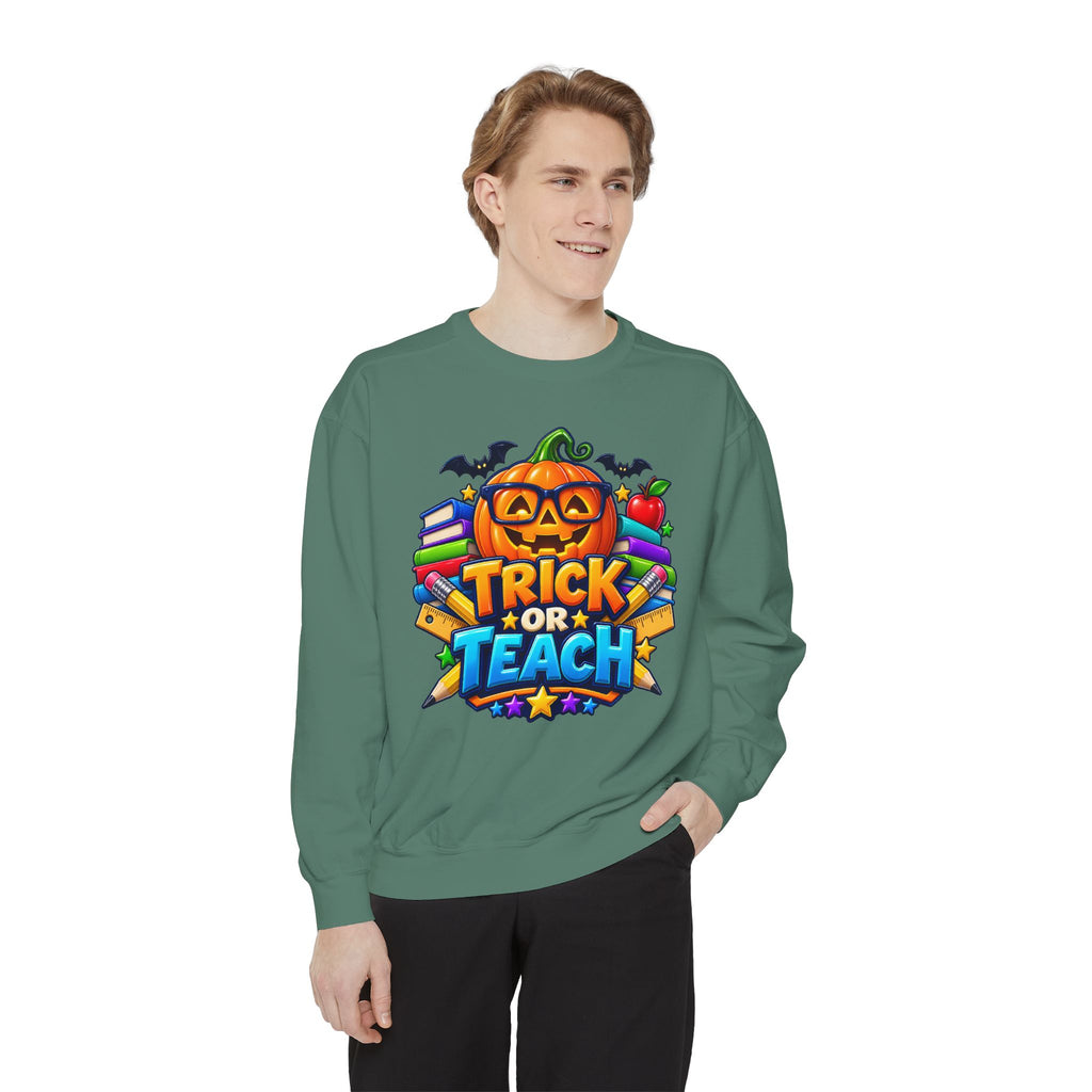 Trick or Teach Halloween Teacher Sweatshirt 🎃📚 | Pumpkin School Crewneck