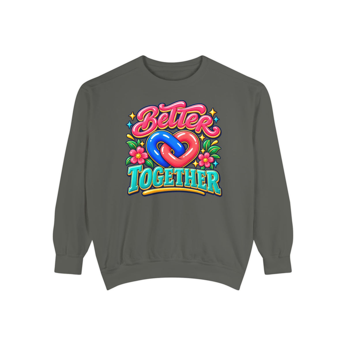 Better Together Heart Sweatshirt — Yellow & Aqua
