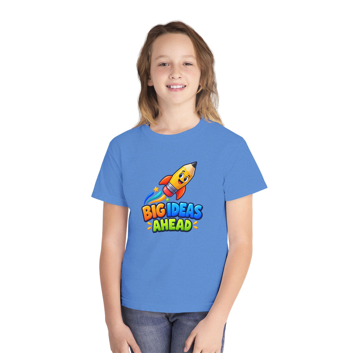 🚀 Big Ideas Ahead Rocket Pencil Kids Tee