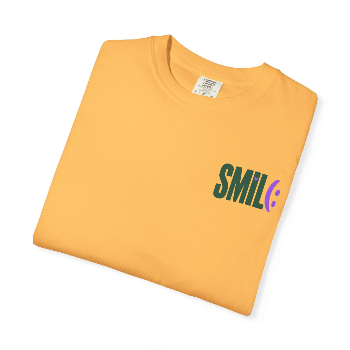 SMIL(: IT’S FREE. Green & Purple Front-and-Back Garment-Dyed Tee