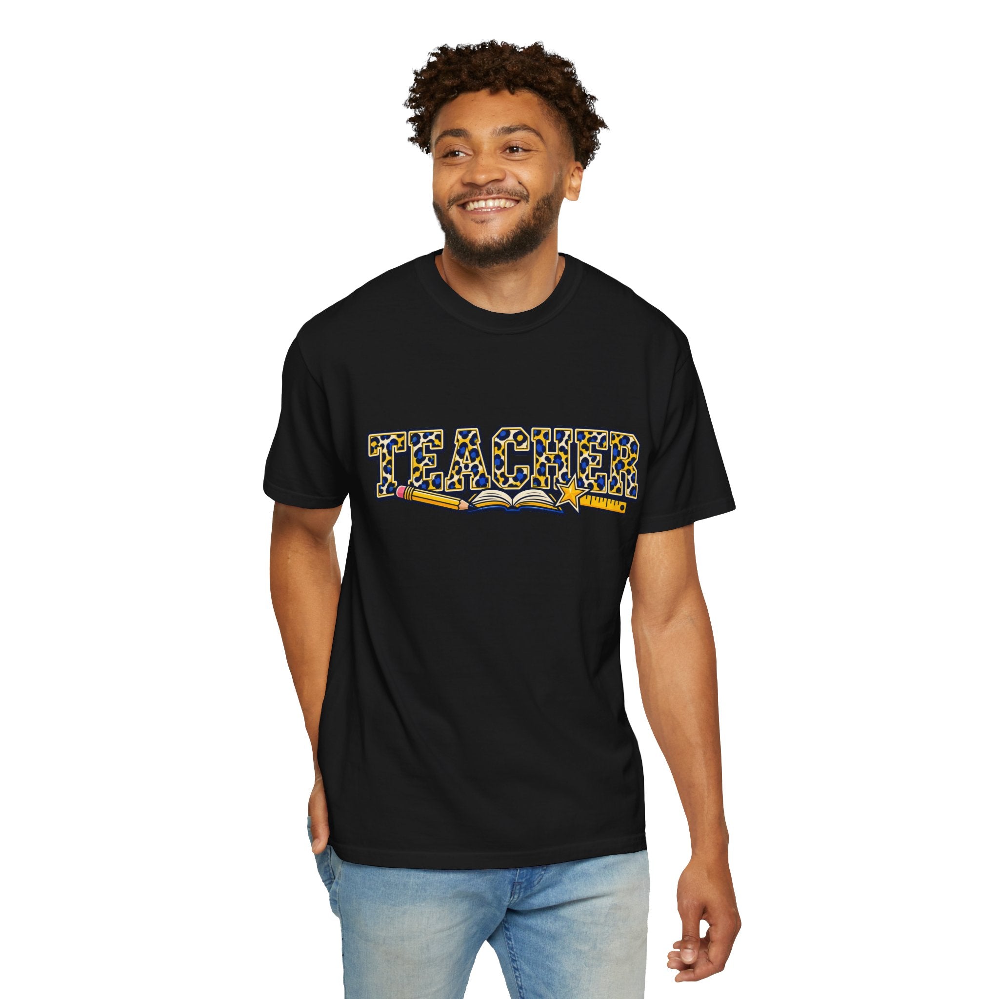 Leopard Print Teacher Comfort Colors® Heavyweight Tee 🍎✏️