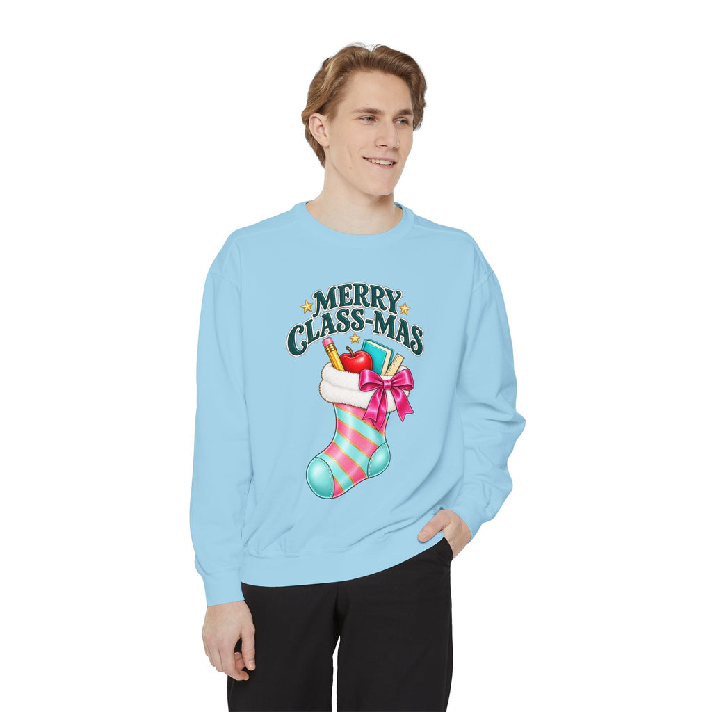 Merry Class-mas Sweatshirt — Christmas Teacher Holiday Stocking Crewneck