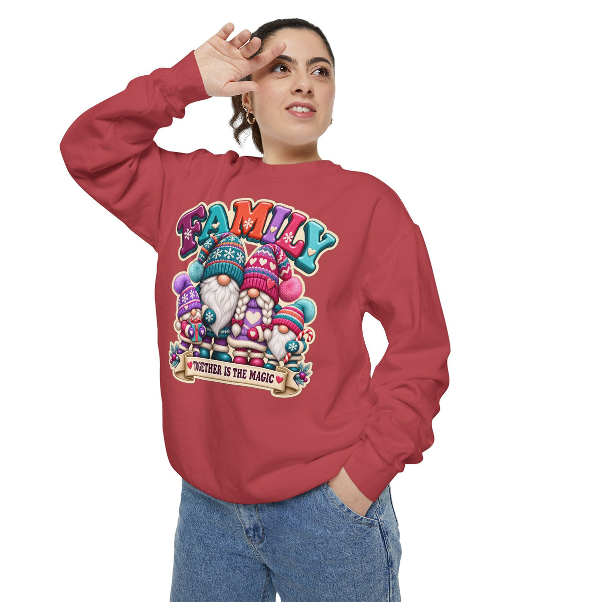 Family Gnomes "Together Is The Magic" Cozy Christmas Sweatshirt