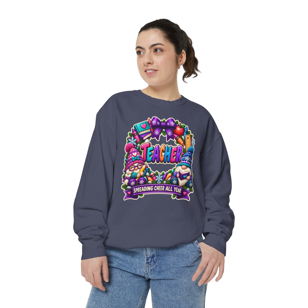 Teacher Spreading Gnomes Cheer All Year Christmas Sweatshirt