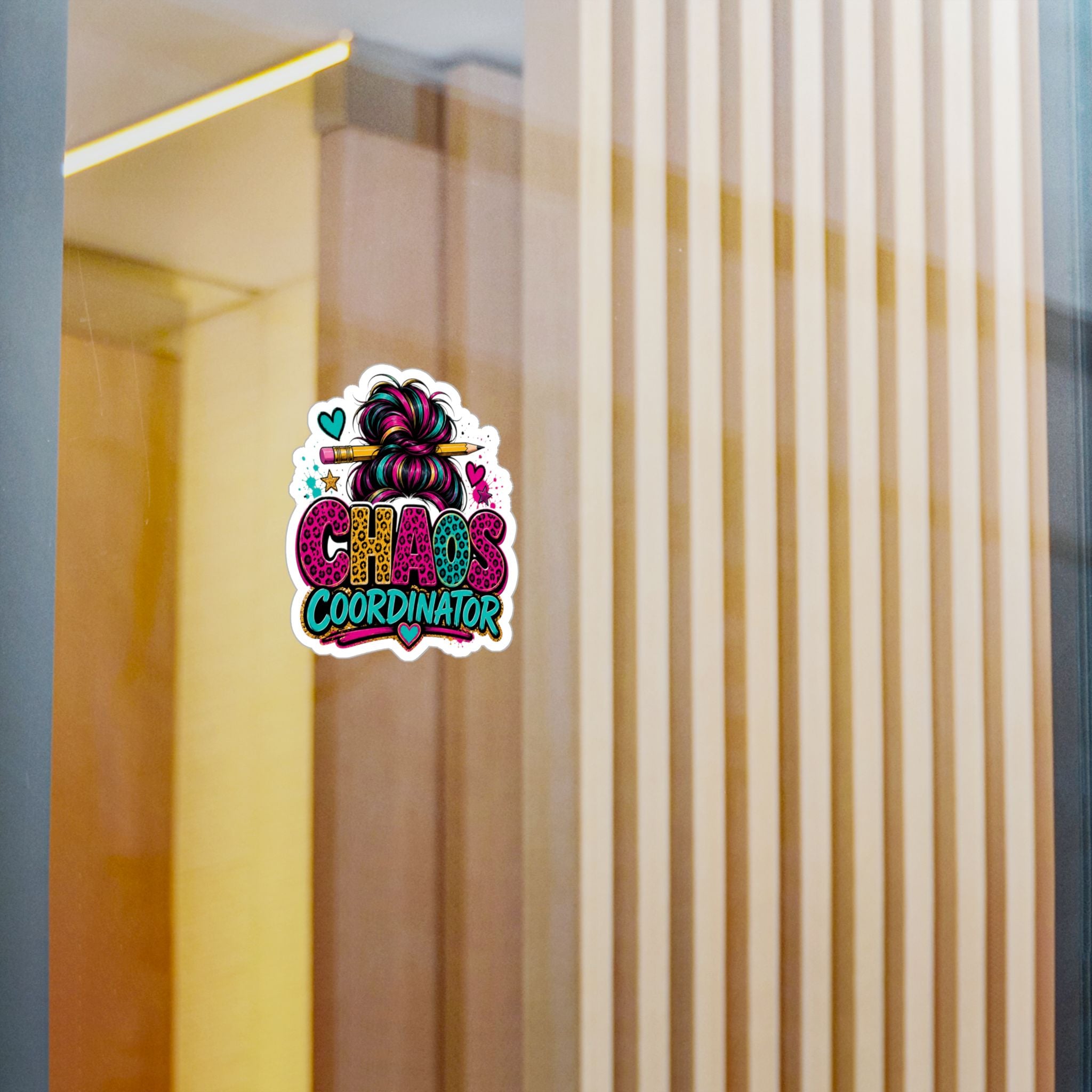 Chaos Coordinator Vinyl Sticker - Kiss-Cut Colorful Messy Bun Design