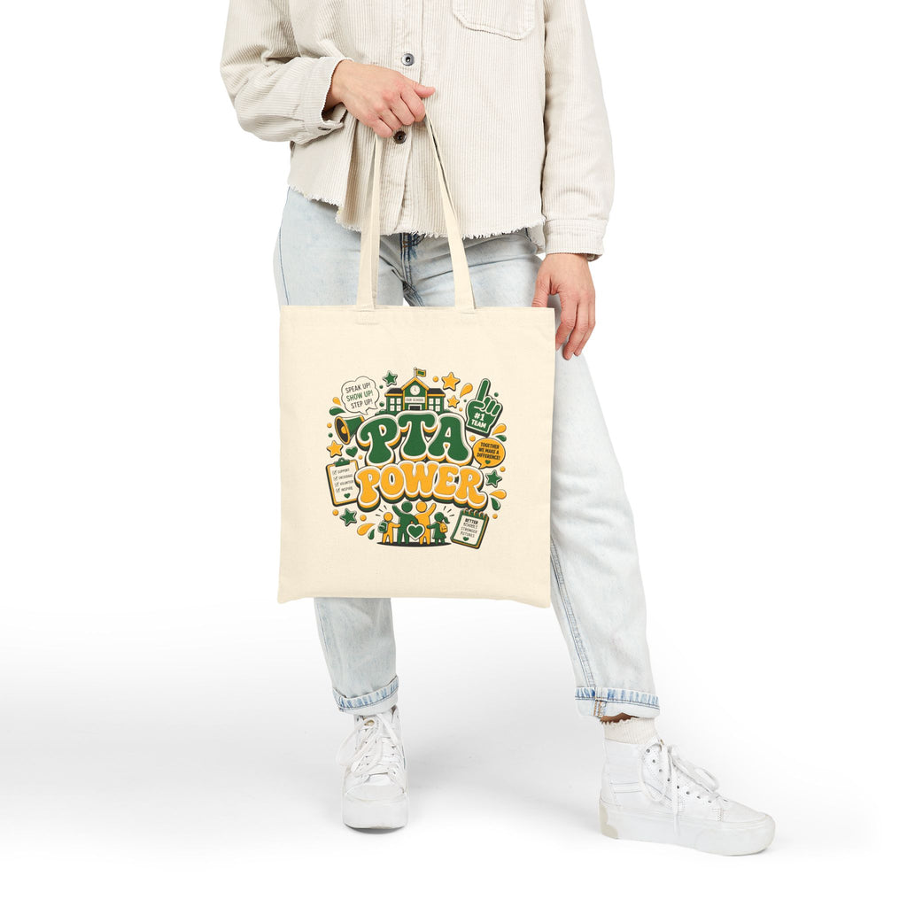 PTA Power Groovy Two-Tone School Volunteer Spirit Wear - Canvas Tote Bag