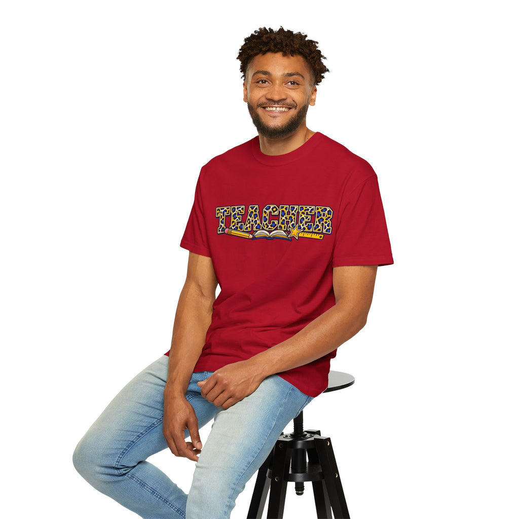 Leopard Print Teacher Comfort Colors® Heavyweight Tee 🍎✏️