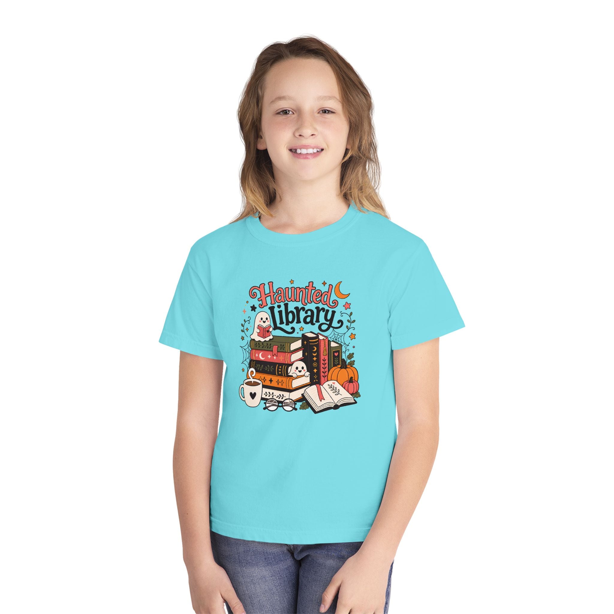 Haunted Library Youth Retro Tee 🎃📚