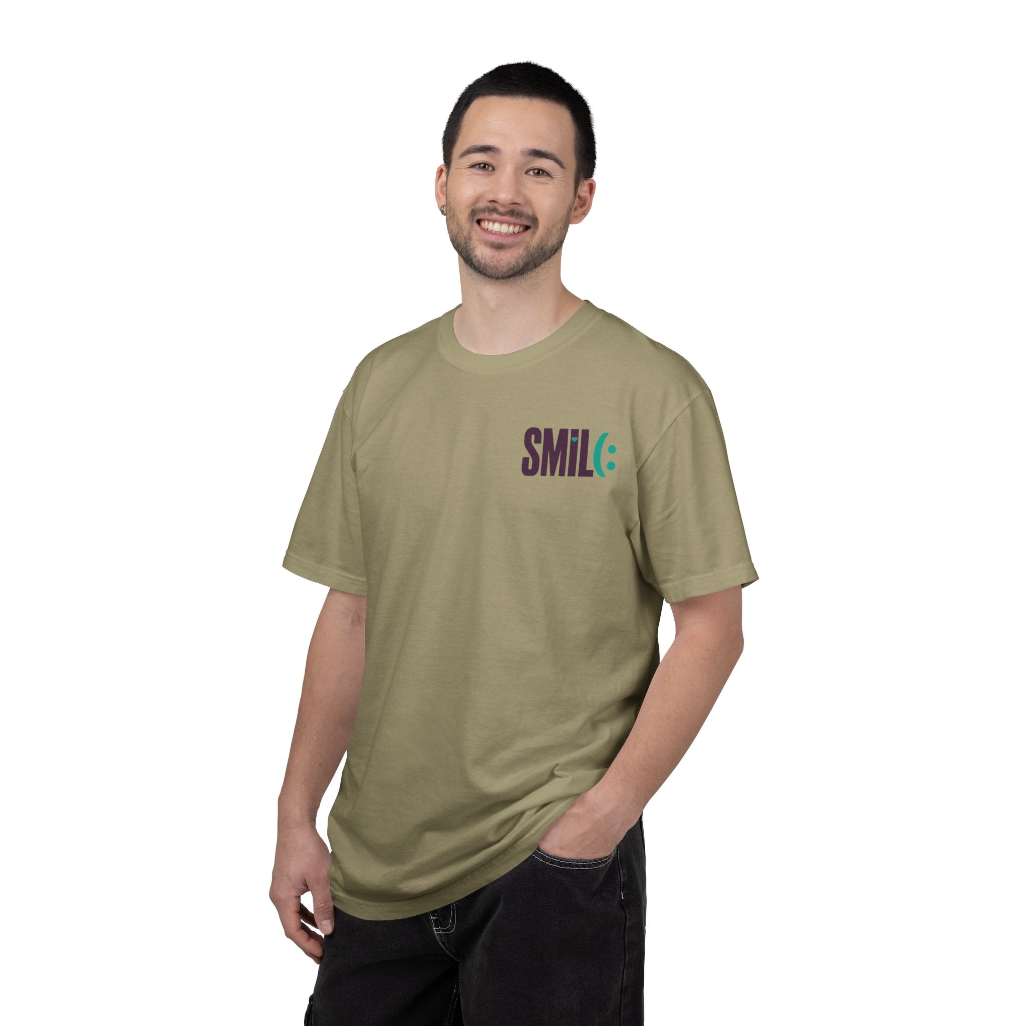 SMIL(: IT’S FREE. Front & Back Garment-Dyed Graphic Tee