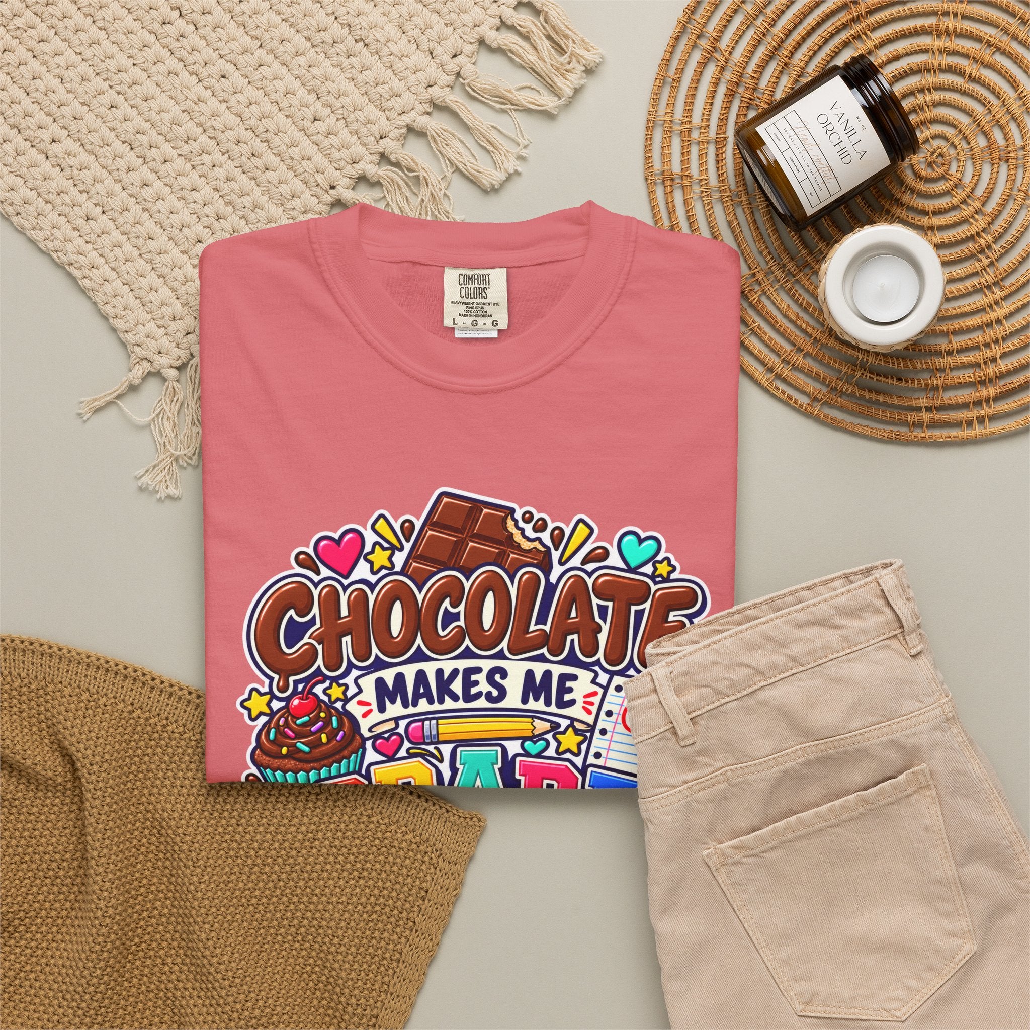 Chocolate Makes Me Grade Better Heavyweight Tee 🍫📚✏️