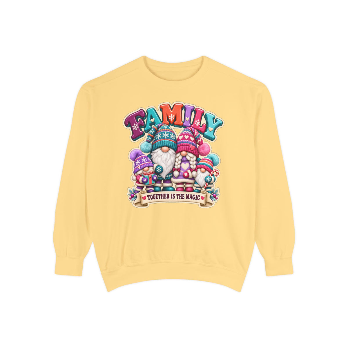 Family Gnomes "Together Is The Magic" Cozy Christmas Sweatshirt