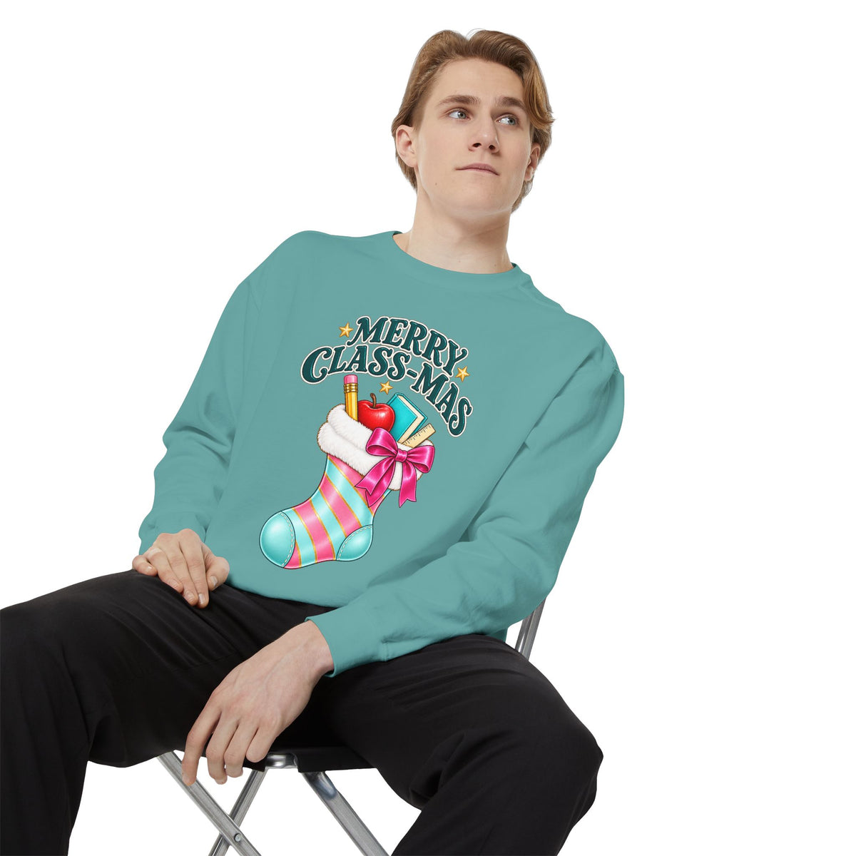 Merry Class-mas Sweatshirt — Christmas Teacher Holiday Stocking Crewneck