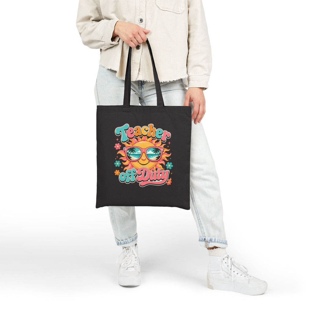 Teacher Off Duty Retro Sun Beach - Tote Bag (Teacher Gift, End of School)