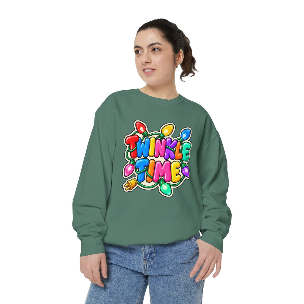 Twinkle Time Christmas - Colorful Holiday Light Graphic  Sweatshirt