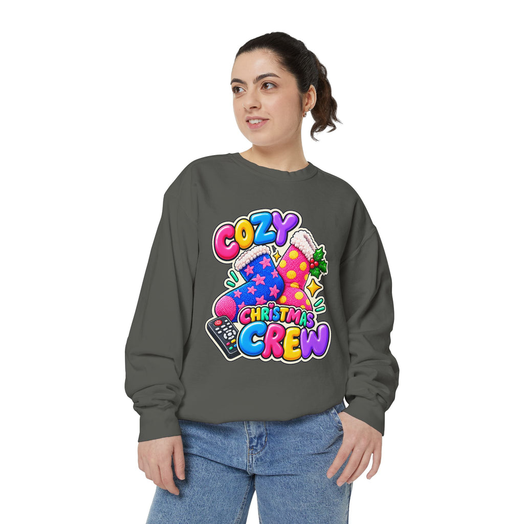 Cozy Christmas Crew Crewneck Sweatshirt 🧦🎄📺