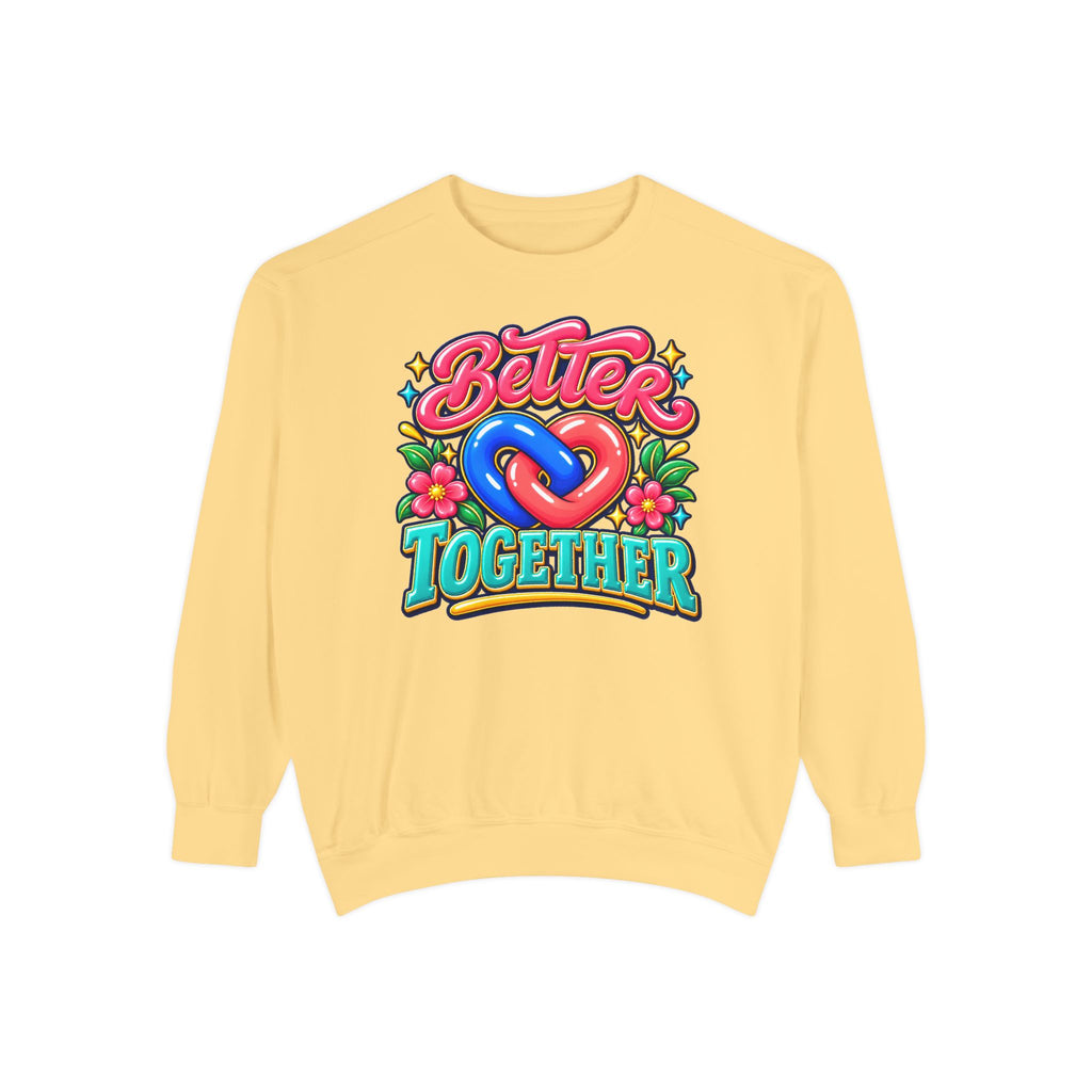 Better Together Heart Sweatshirt — Yellow & Aqua