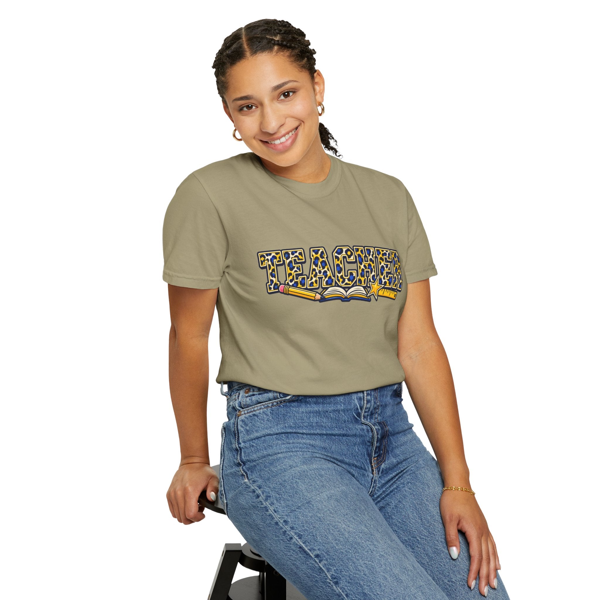 Leopard Print Teacher Comfort Colors® Heavyweight Tee 🍎✏️