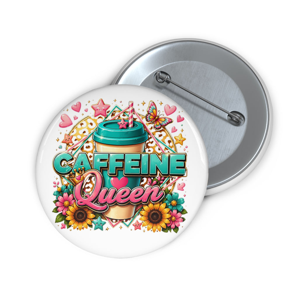 Caffeine Queen – Leopard and Floral Crown Pin