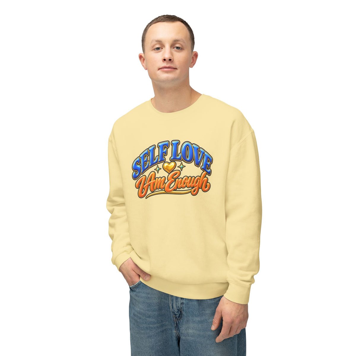 Self Love "I Am Enough" Crewneck Sweatshirt — Retro Positive Message Pullover