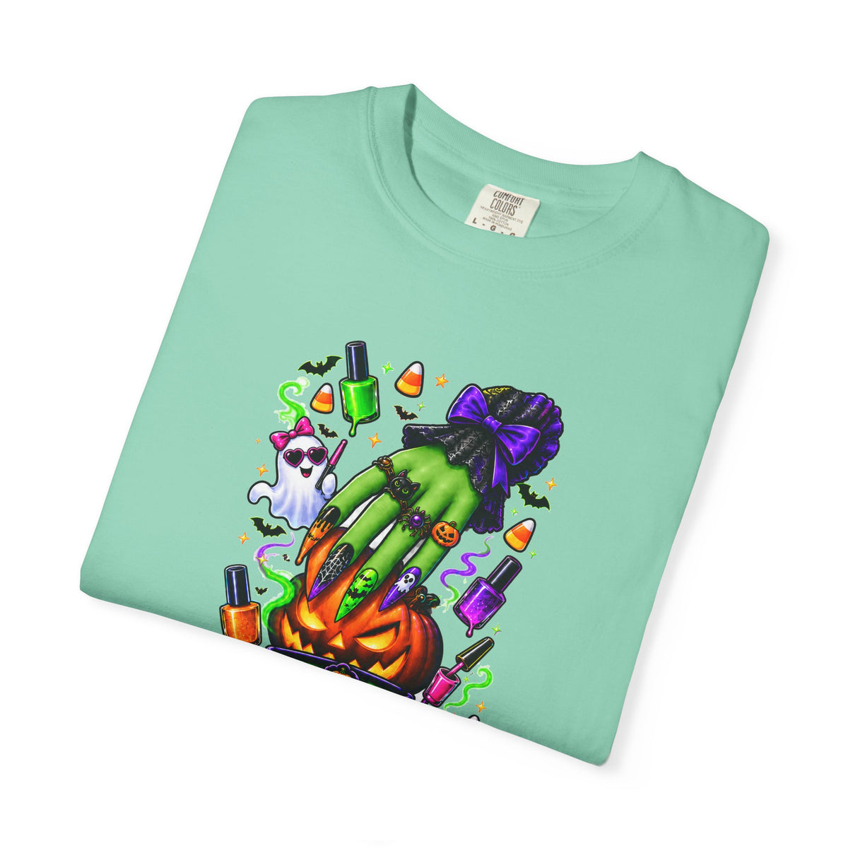 Nail Witch Halloween Tee – Adult Unisex Nail Tech & Beauty Salon Shirt