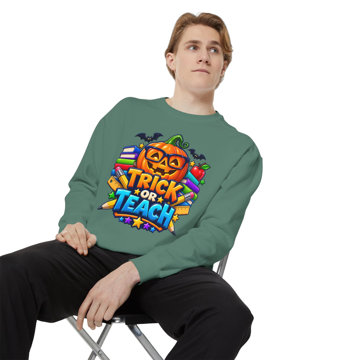 Trick or Teach Halloween Teacher Sweatshirt 🎃📚 | Pumpkin School Crewneck