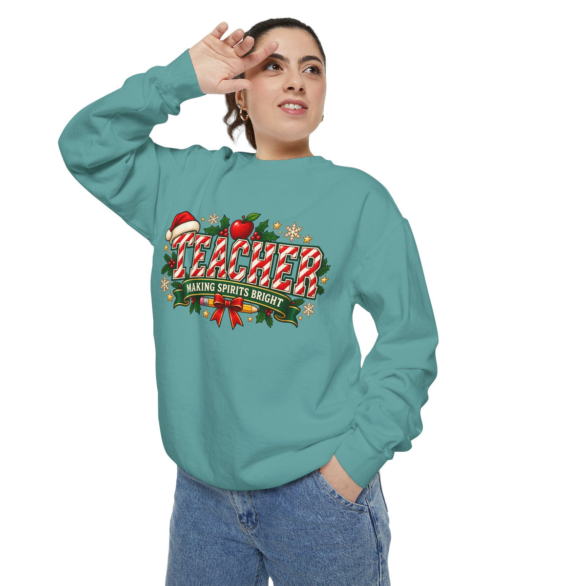 Teacher Making Spirits Bright Christmas Sweatshirt