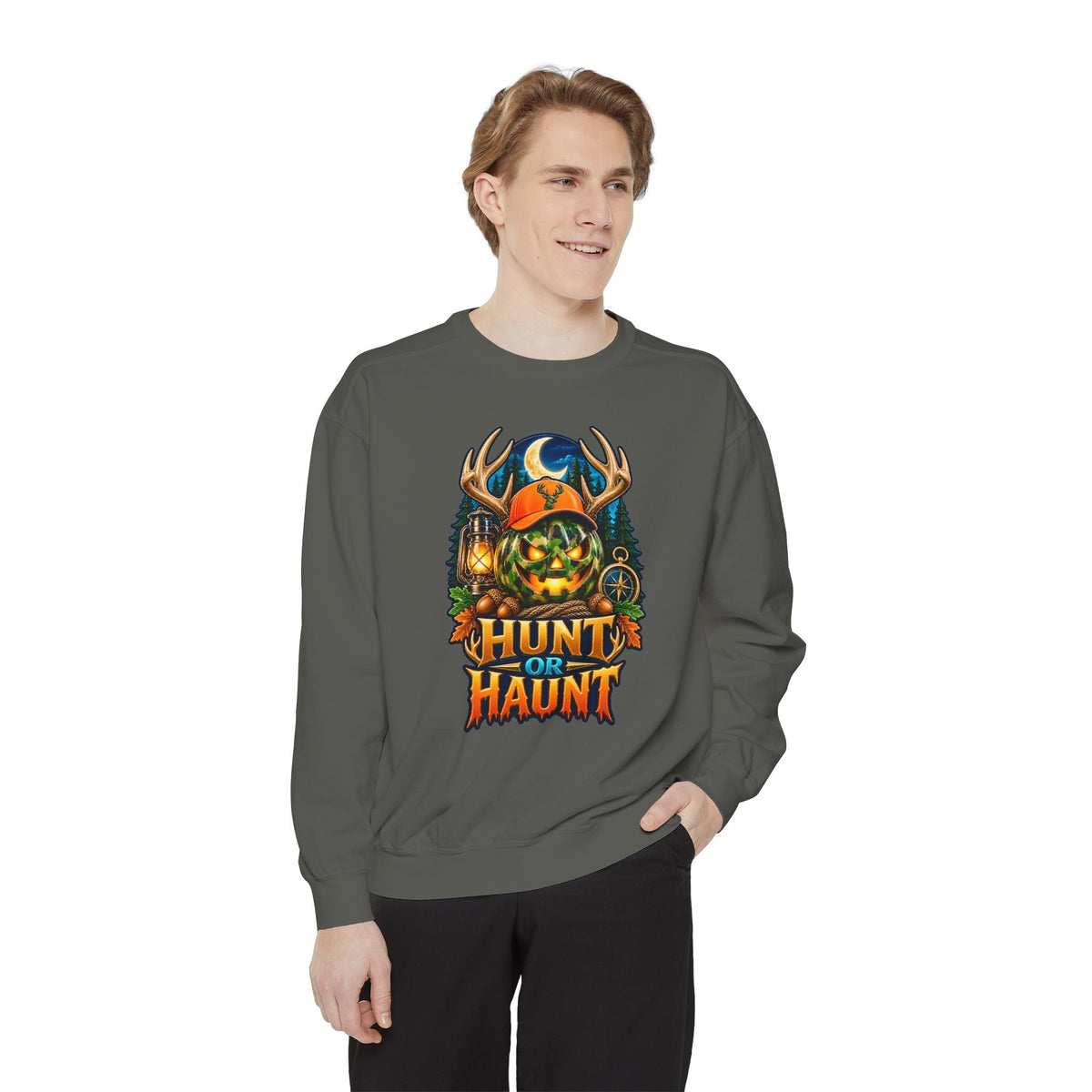 Hunt or Haunt Halloween Sweatshirt 🎃🍂 | Pumpkin Outdoor Crewneck