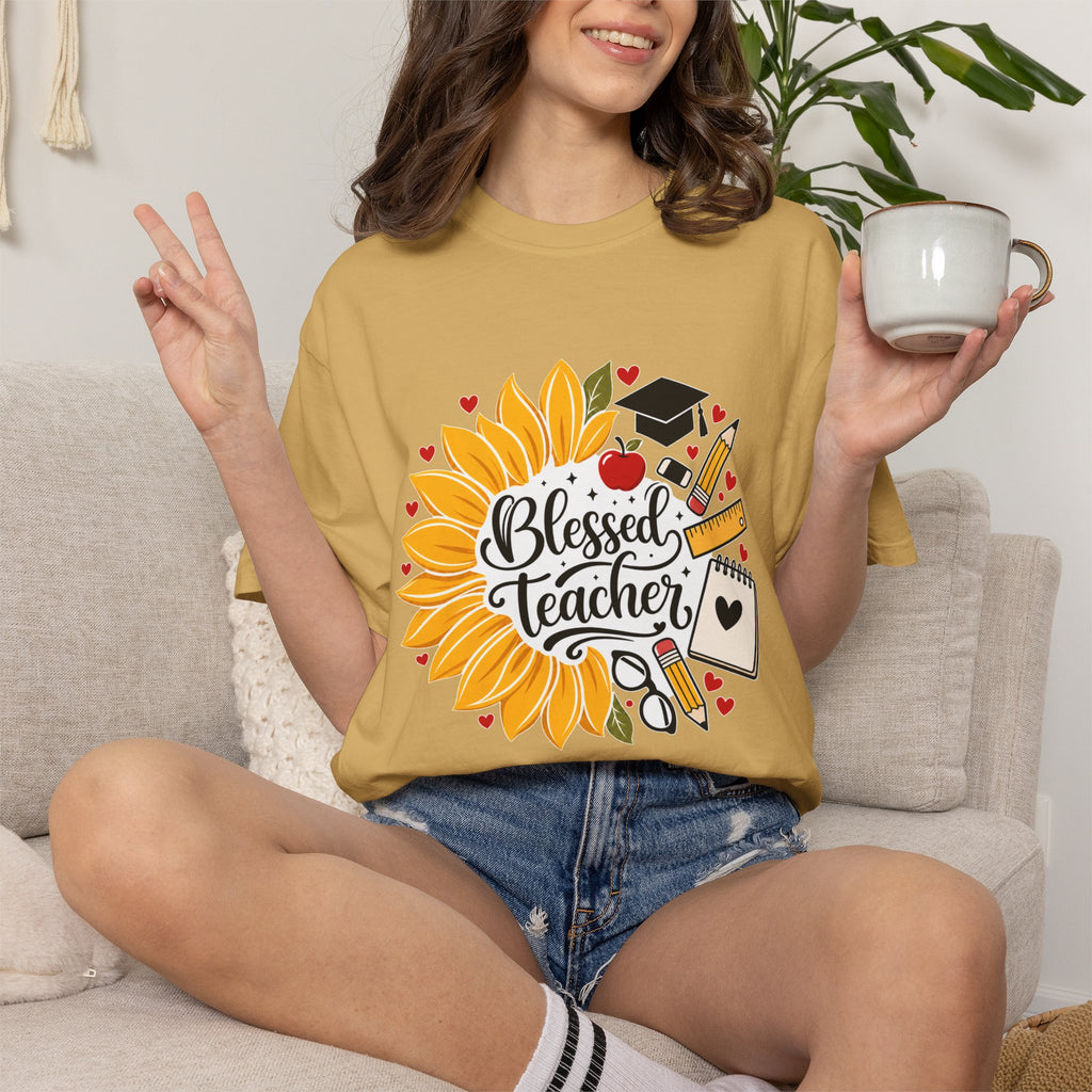 Blessed Teacher Heavyweight Tee 🌻📚✏️