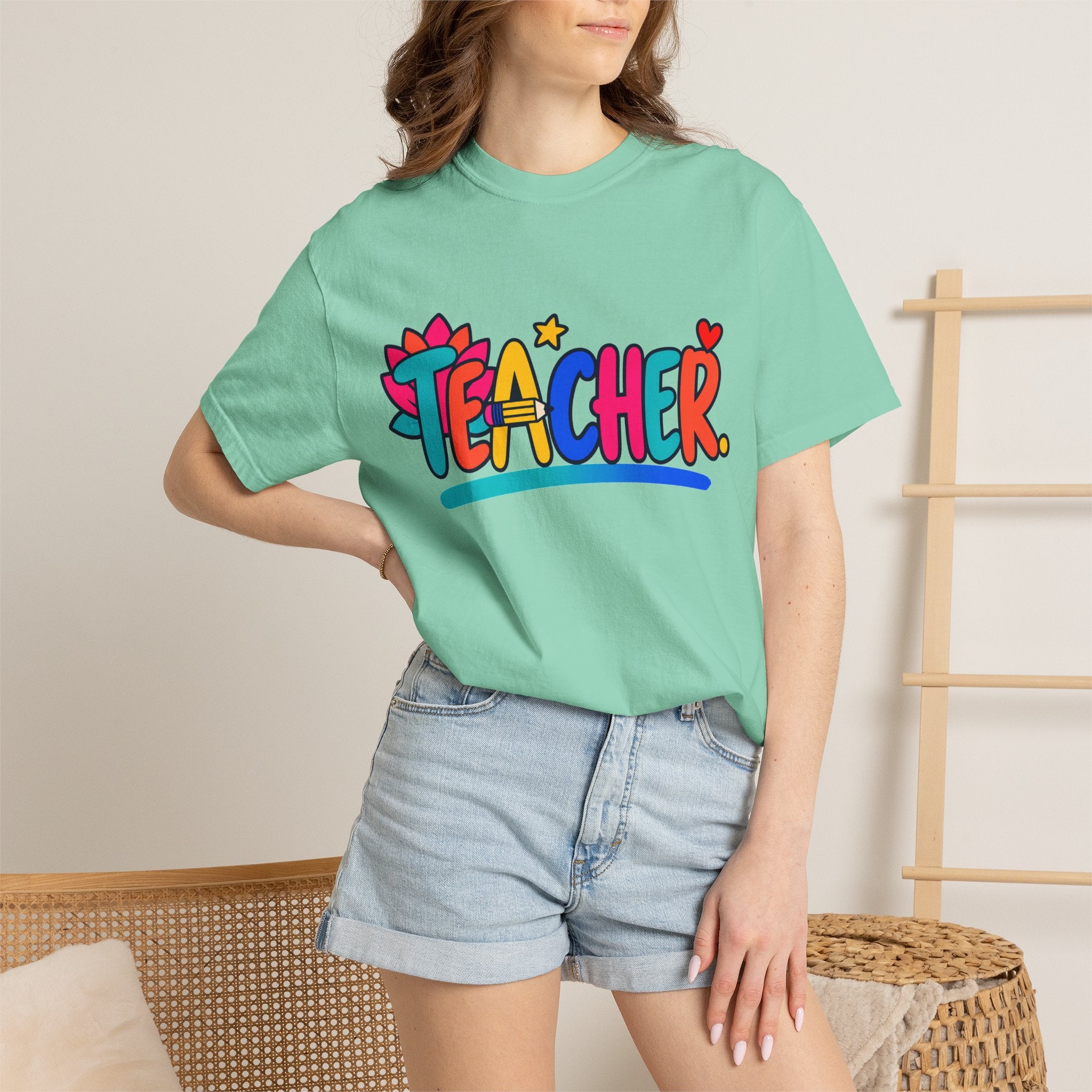 Colorful Teacher Comfort Colors® Heavyweight Tee 🍎✏️