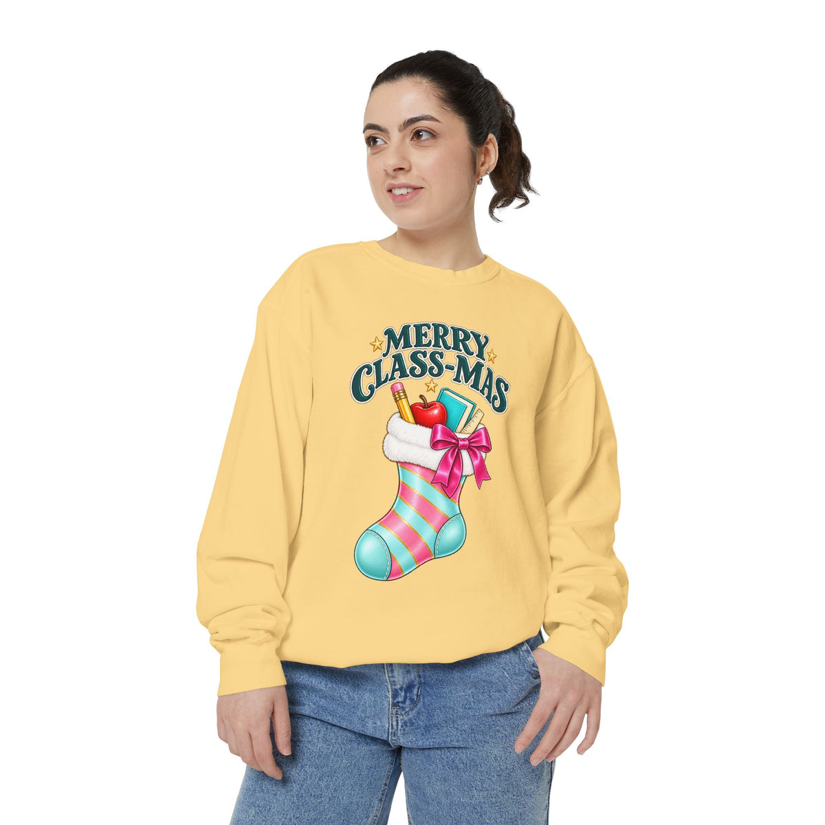 Merry Class-mas Sweatshirt — Christmas Teacher Holiday Stocking Crewneck