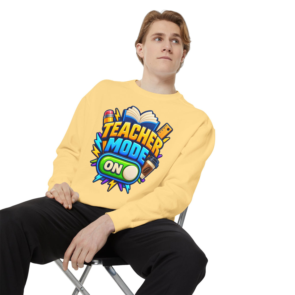 Teacher Mode On Sweatshirt 📚☕ | Funny Teacher Crewneck