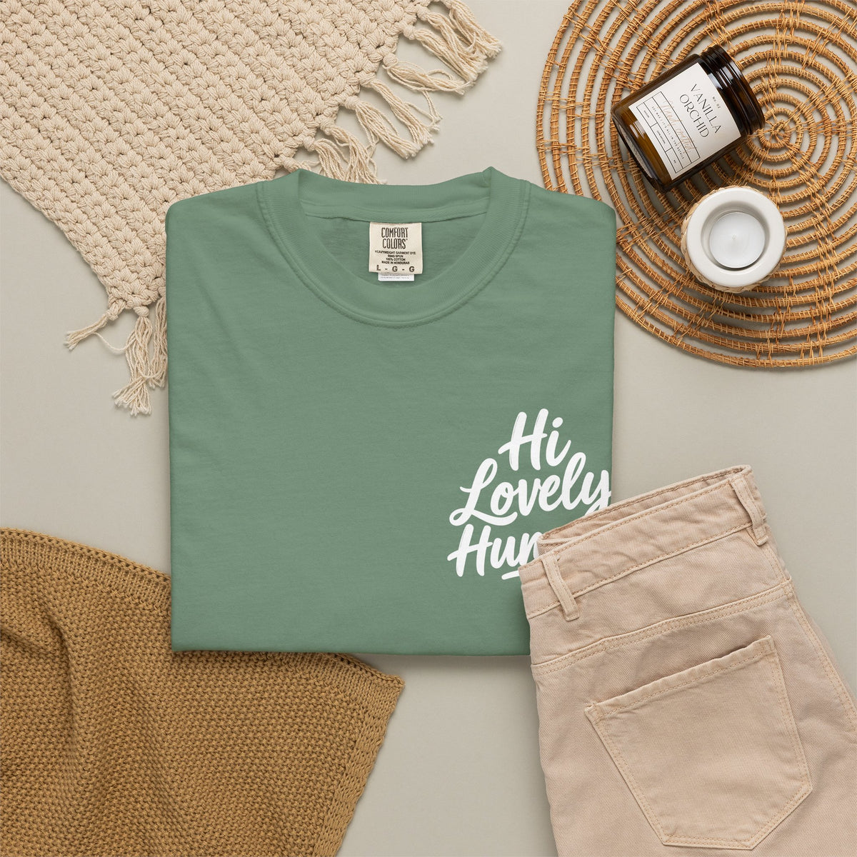 Hi Lovely Human — Inspirational Garment-Dyed Adult T-Shirt