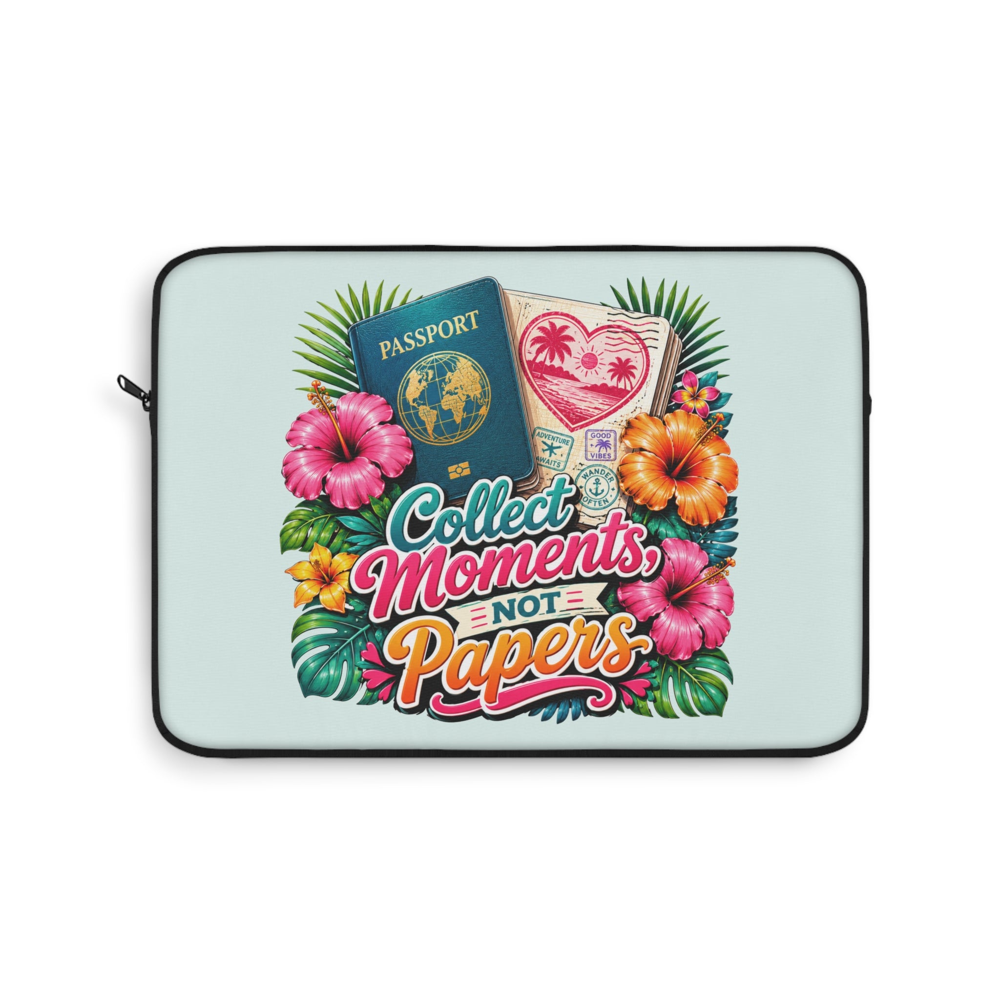 Collect Moments, Not Papers - Breezy Mint Laptop and iPad Sleeve