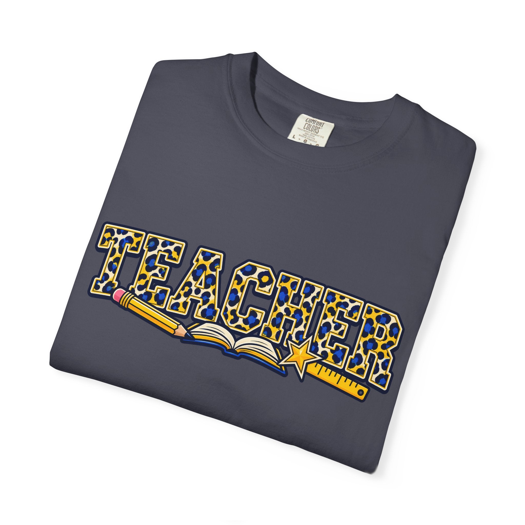 Leopard Print Teacher Comfort Colors® Heavyweight Tee 🍎✏️