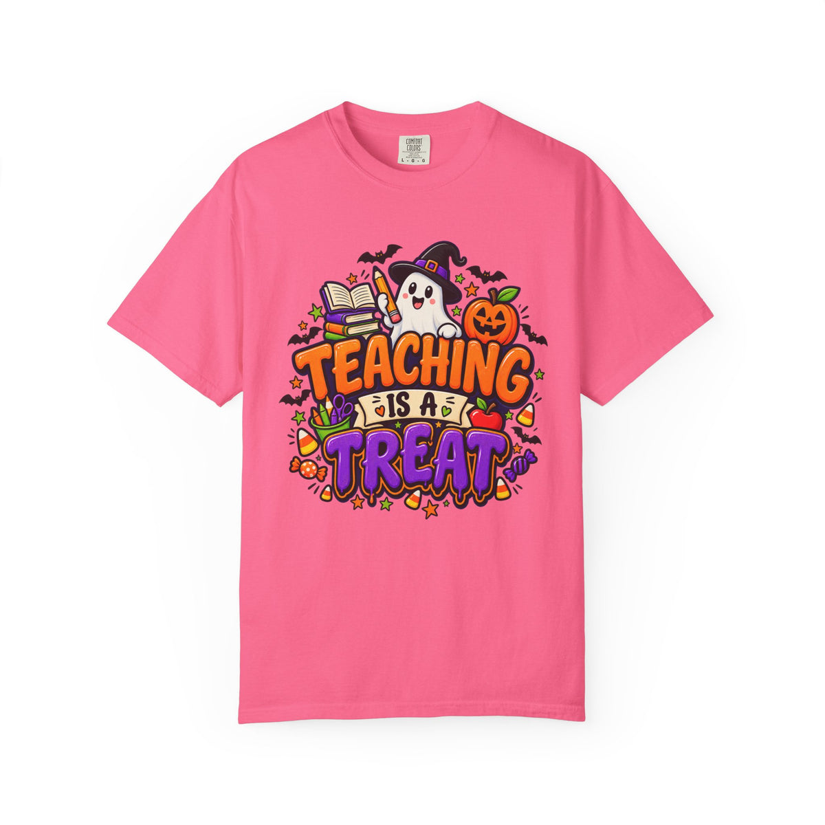 Teaching Is a Treat Halloween T-Shirt — Cute Ghost & Pumpkin Teacher Tee