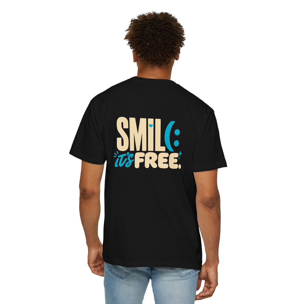 SMIL(: IT’S FREE. Charcoal & Plum Front-and-Back Tee